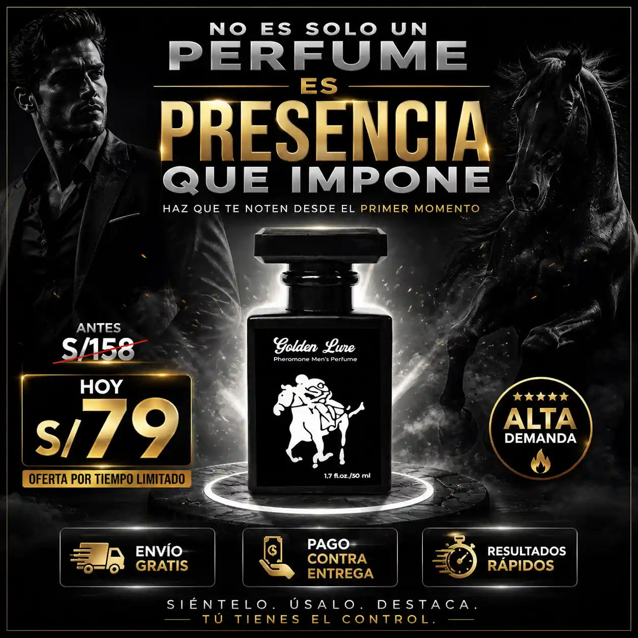 🐎 GOLDEN LURE® - Perfume Masculino con F€rom0n@& 50 ml.🐎 i